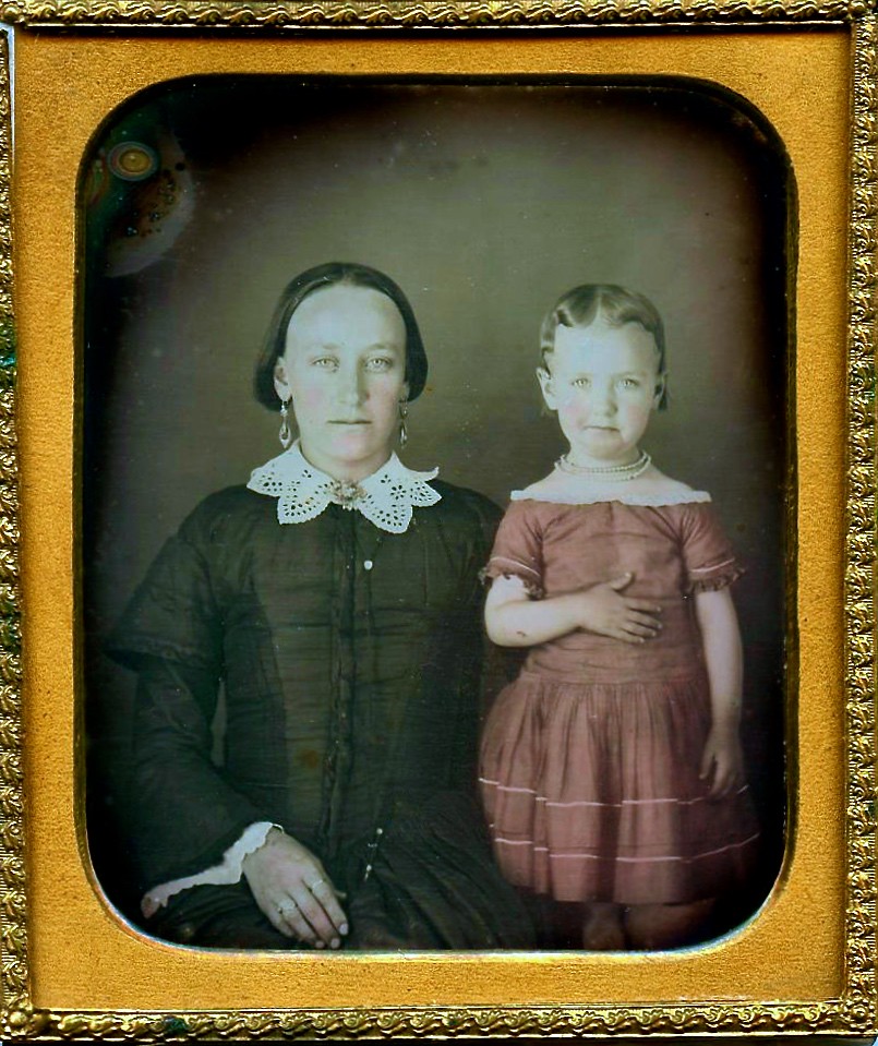 Mother and Daughter, 1/6th-Plate Daguerreotype, Circa 1852