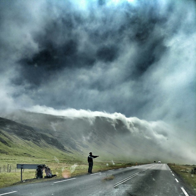 Hitchhiking in Hvalfjördur Iceland