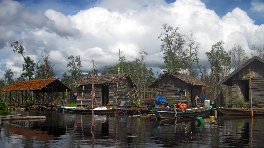 A community living on the riverbank, Central Kalimantan, Indonesia.