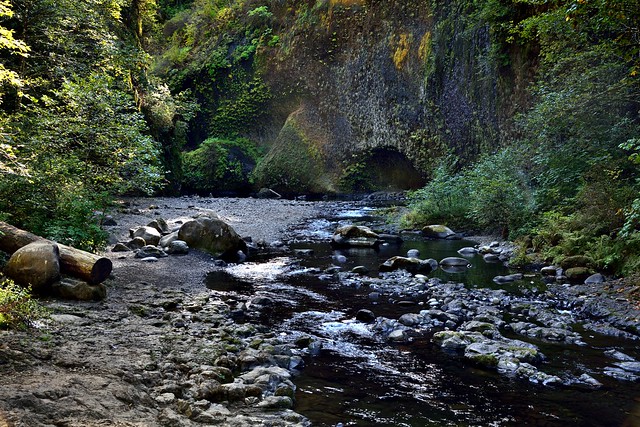 Eagle Creek with a Setting of Rock Walls and Trees (Columbia River Gorge)