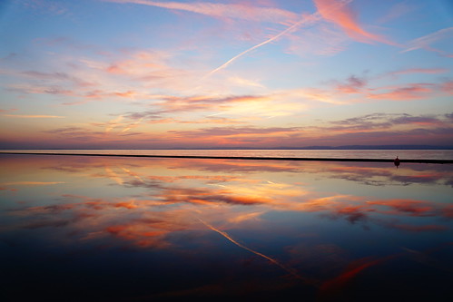 clevedon northsomerset england uk sony a6000 evening sunset clouds red sky water reflection seascape outdoors color nature britain
