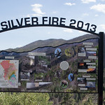 Gila National Forest NM Emory Pass - fire (# 0815) Excellent sign at Emory Pass overlook describing the 2013 Silver Fire that covered over 200 sq miles.  The sign was a good, educational, description of the role of humans in fires and the historic role of fires in forest maintenance.