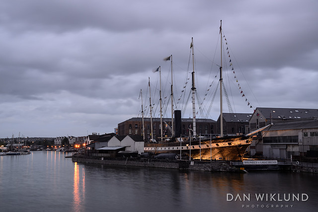 Gloomy evening in Bristol's harbor