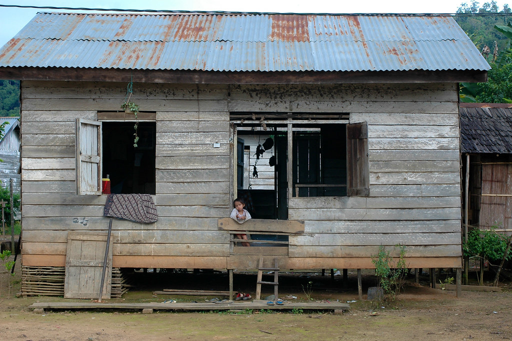 A villagers house in Gunung Lumut, East Kalimantan, Indonesia.