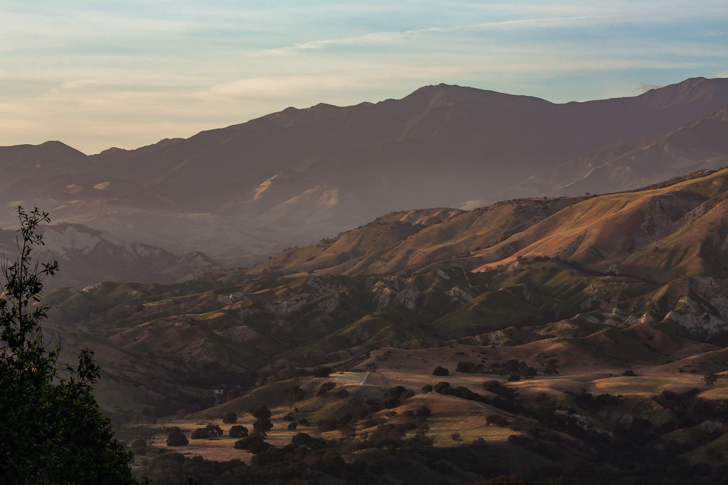 Illuminated hills in Los Padres National Forest
