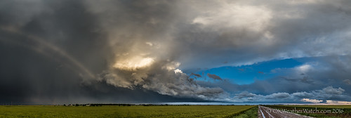 pano rainbow supercell sunset crepuscular rays
