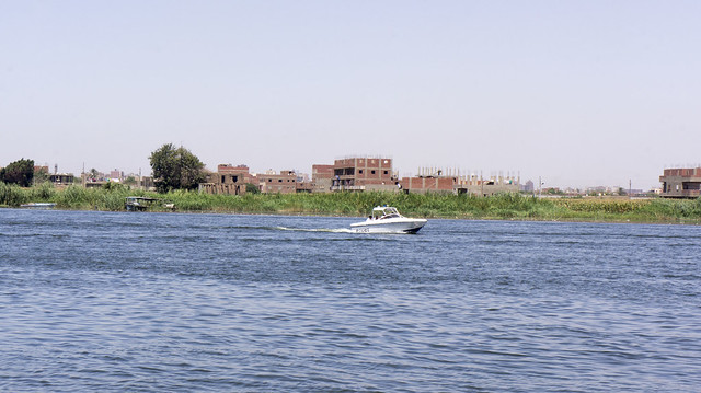 Egyptian police speed boat outside the island