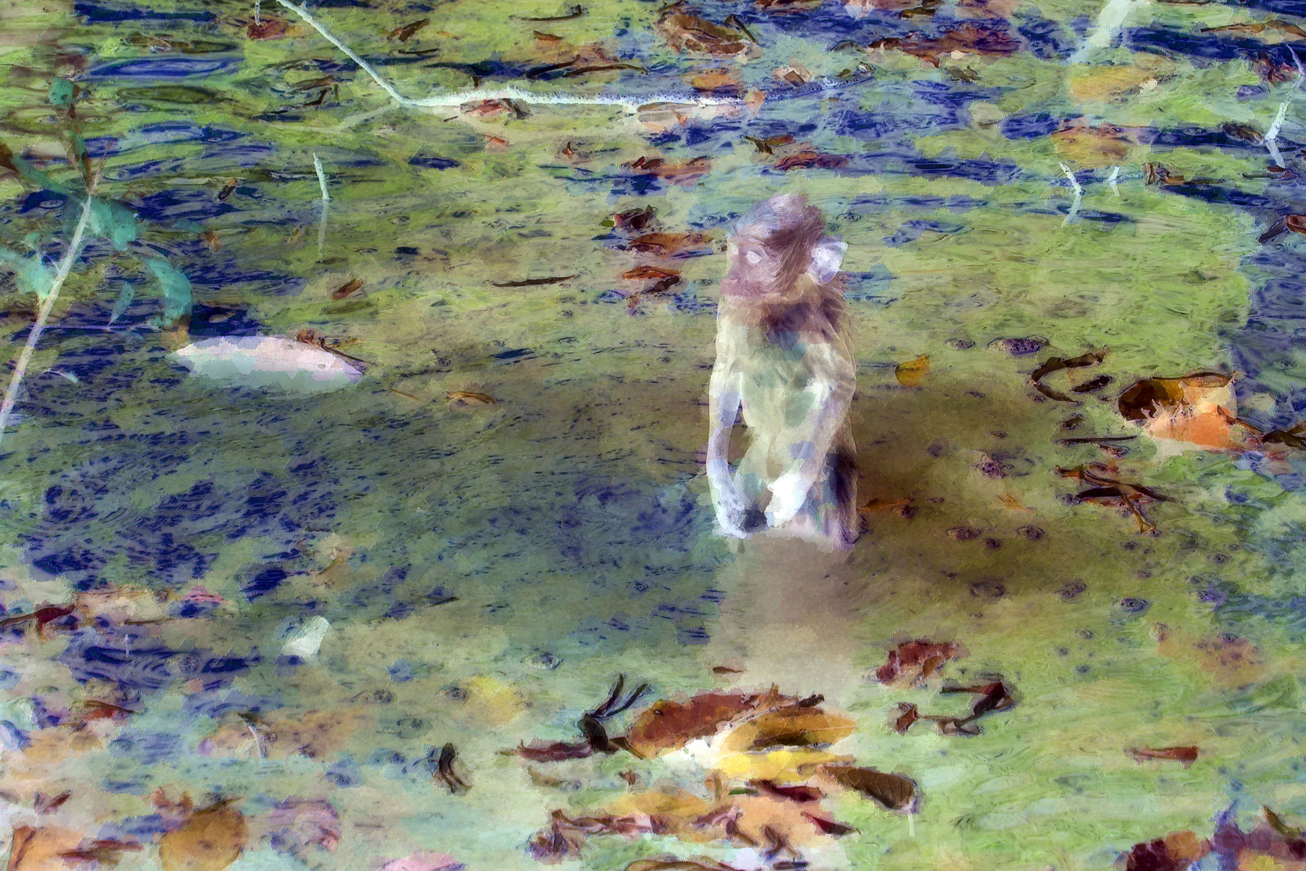 Cambodia - Siem Reap - Monkey Taking A Bath - Can Someone Give Me My Towel - 1bb
