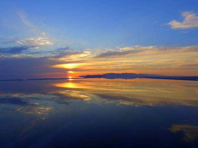 Great Salt Lake Sunset from the air