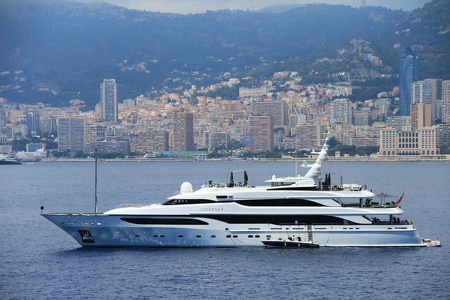 Expensive yacht in the background of Monaco