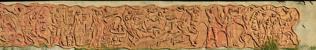 Stalinist terracotta relief at Sioni