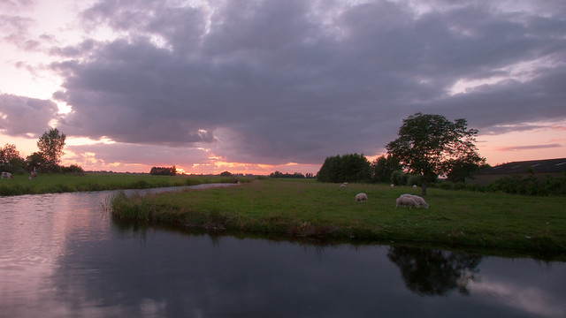Dutch polder sunset