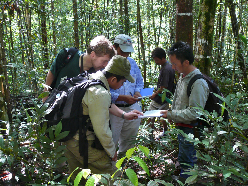 Center for International Forestry Research (CIFOR) research team in the field. Seturan, North Kalimantan, Indonesia.