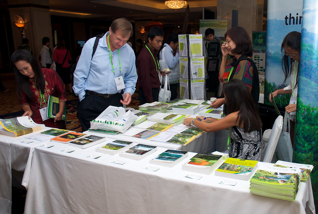 CIFOR's publication stand at the Forests Indonesia conference in Jakarta, Indonesia.