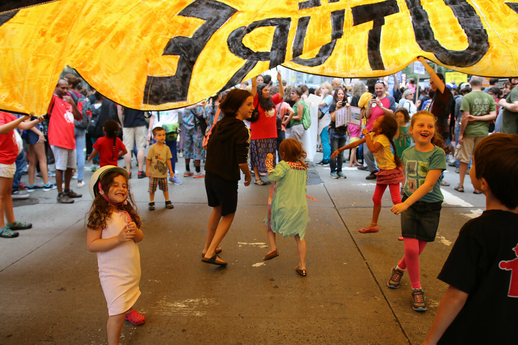 Children play at People's Climate March, New York.