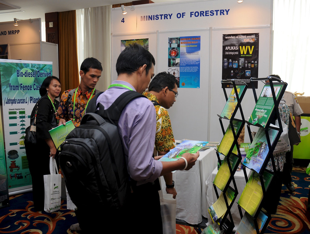 Indonesia's Ministry of Forestry stand at the Forests Indonesia conference in Jakarta, Indonesia.