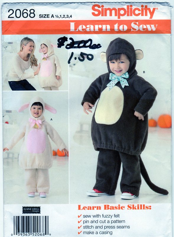 Simplicity 2068 toddler costume pattern