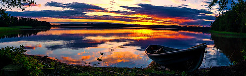 kouvola rapojärvi utti sunset water lake boat