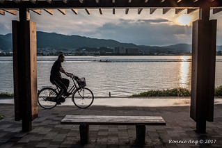 Cycling at sunset.