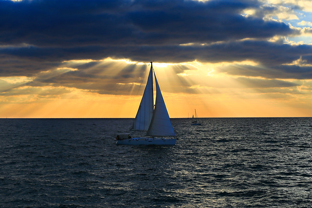 Sailing at sunset - Tel-Aviv beach