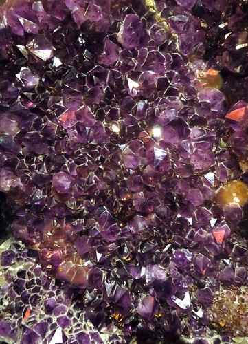 A close-up of the Amethyst crystals at the Cardiff Museum in Wales