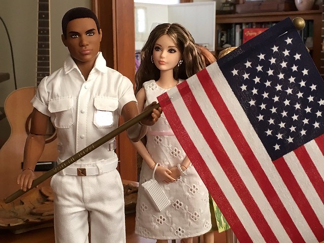 Pics of the 4th of July dolls that were congregating on the coffee table.
