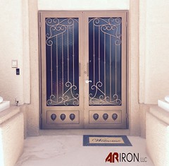 Custom rod iron security screen door. #arironllc #ornamentaliron #powdercoating