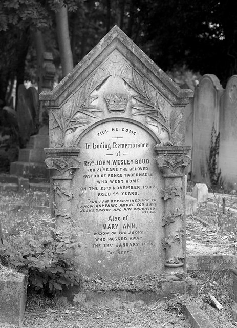 The grave of Rev John Wesley Boud