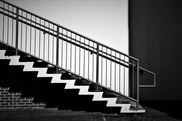 black and white stairs