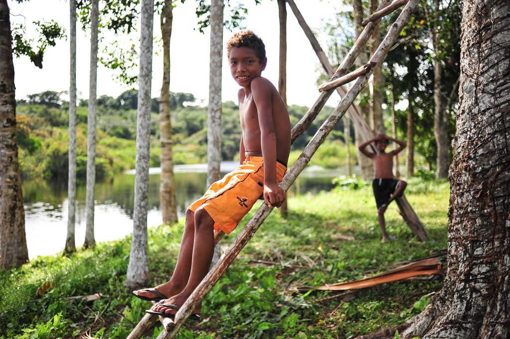 Children in the village of Boa Vista, on the border of the Juma Reserve in the Brazilian Amazon.