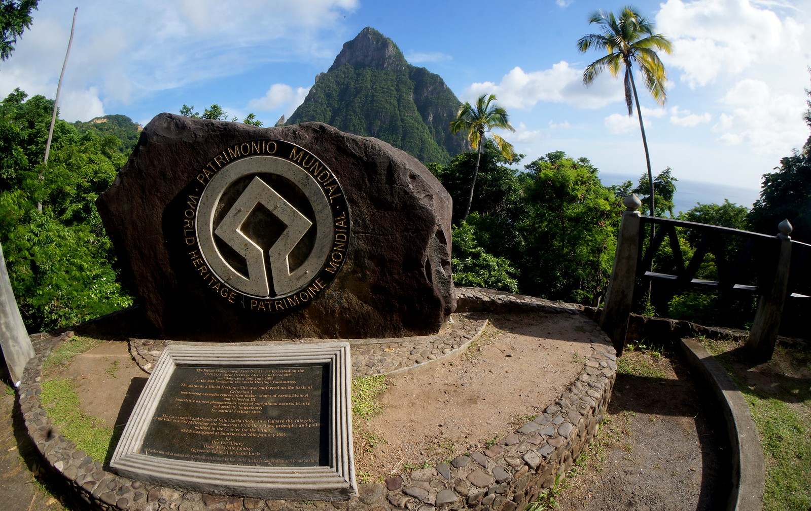 UNESCO World Heritage Site sign for the Pitons in Saint Lucia