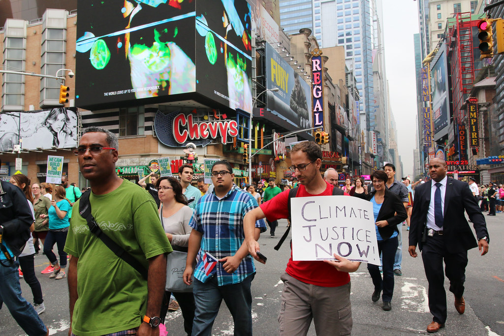 Climate protesters carried banners and posters as they demonstrated.