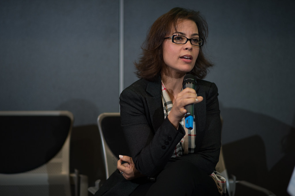 Ismahane Elouafi, Director General, International Centre for Biosaline Agriculture, moderating the Discussion Forum Climate Smart Agriculture for healthy landscapes and...
