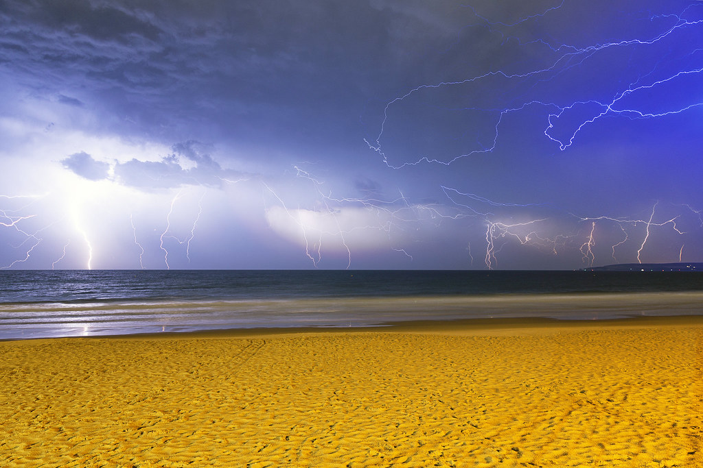 Lightning Storm over Alum Chine Beach Bournemouth