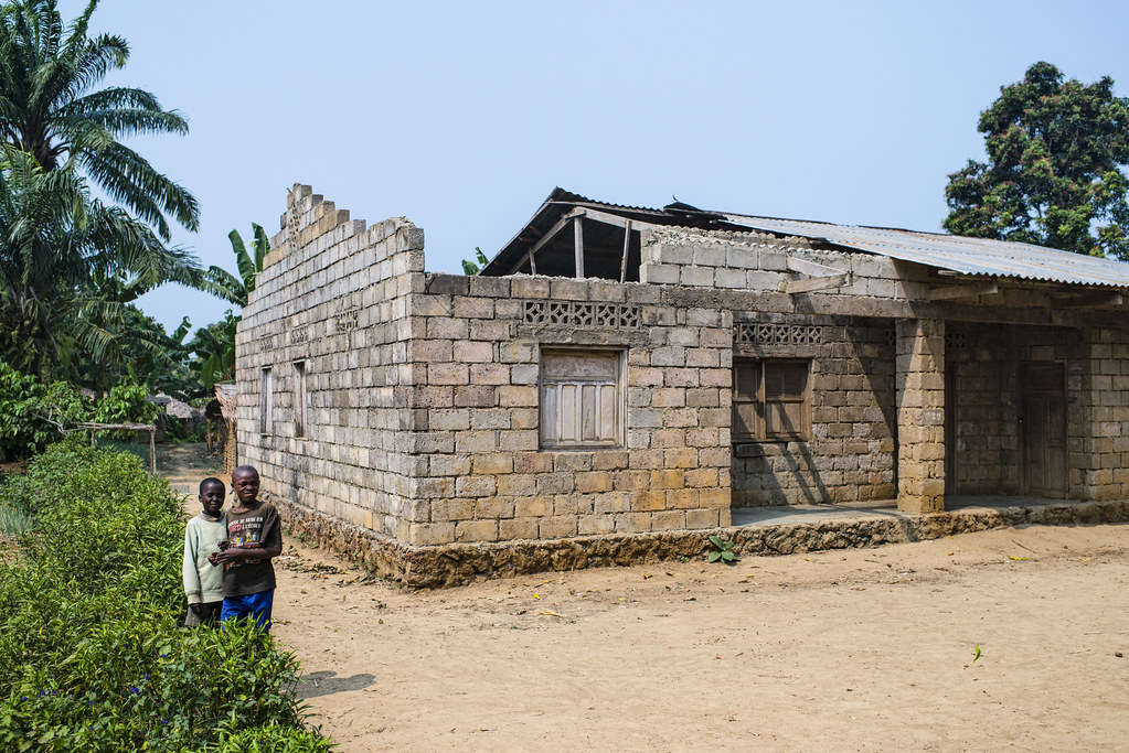 In February high winds ripped off the roof. Lukolela, Democratic Republic of Congo.