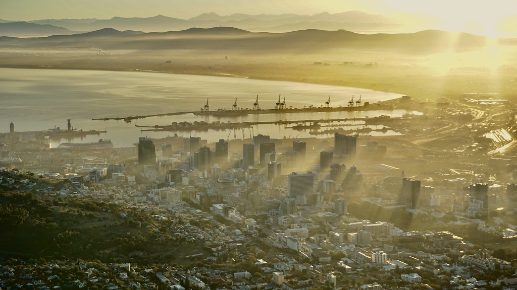Morning sun over Cape Town