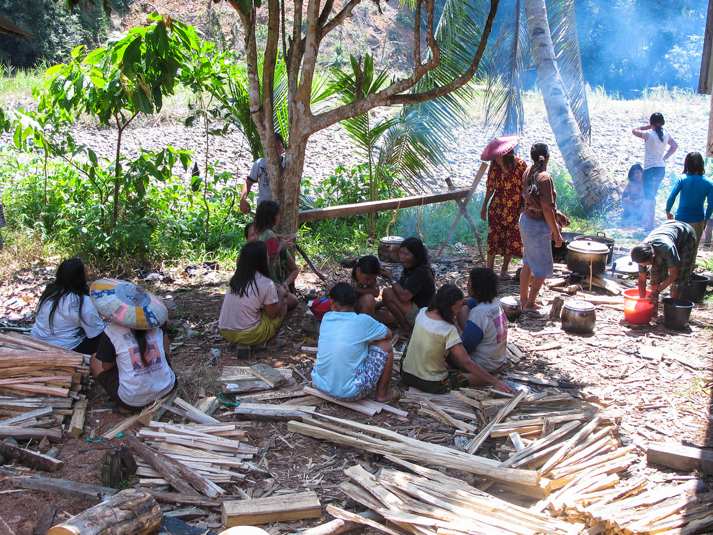 Villagers prepare lunch. East Kalimantan, Indonesia.