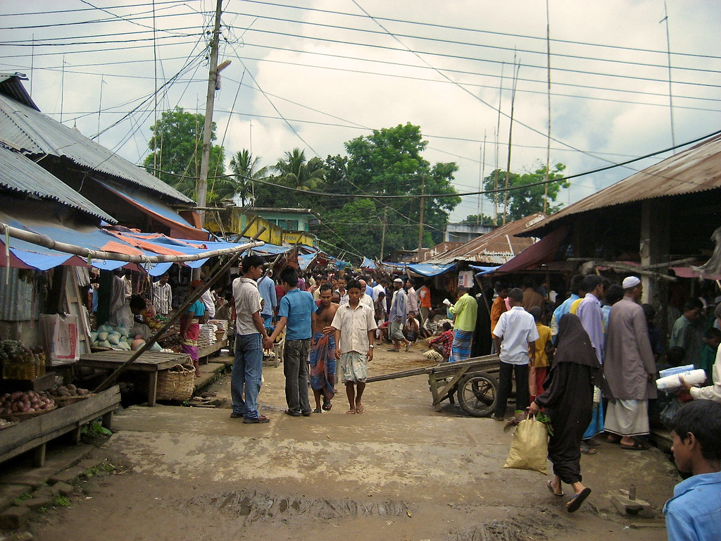 A traditional market in Bangladesh.