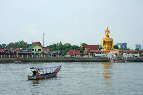 temple river boat landscape buddha