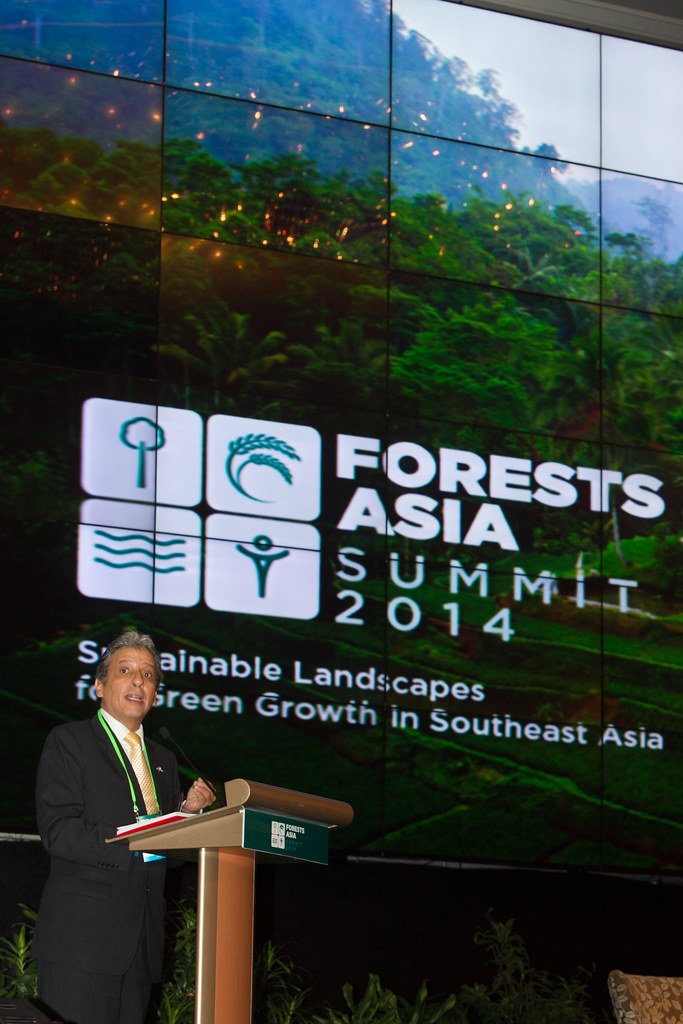 JAKARTA, INDONESIA. MAY 6. Peru Minister of Environment, Manuel Pulgar-Vidal delivers speech during second day of Forest Asia Summit 2014...