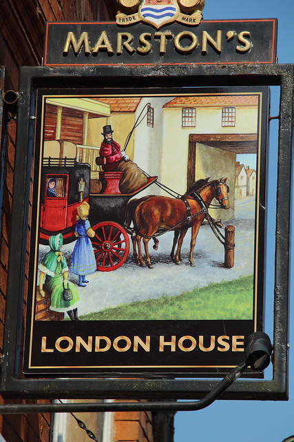 Pub sign for London House, Rugby.