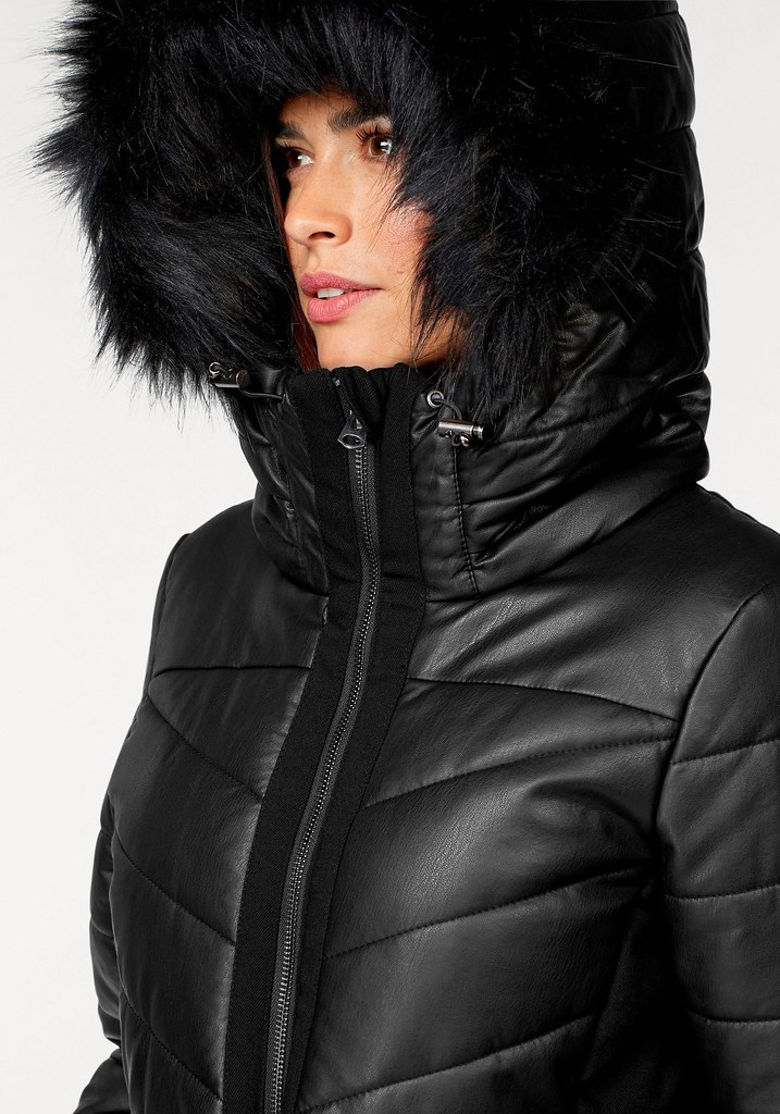 Laura Scott - downcoat leather black hood