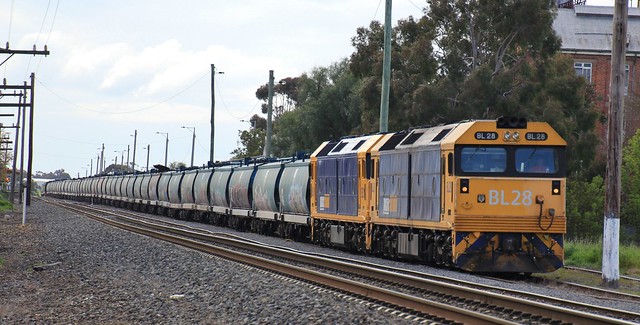 BL28 and BL31 have pushed back into Murtoa yard after loading their train