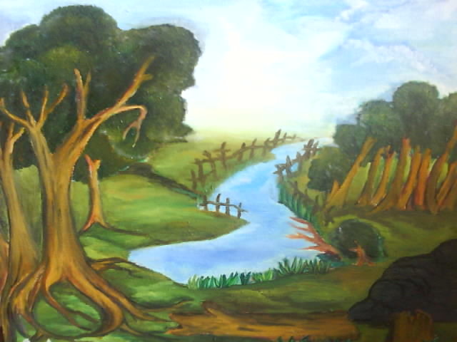 Lukisan pemandangan alam yang mudah digambar dengan cat air
