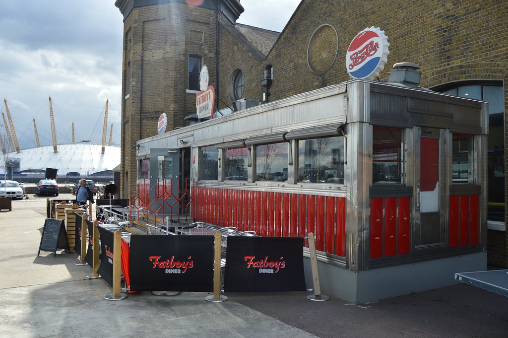 Fatboys diner @ Trinity Buoy Wharf; diners in the UK