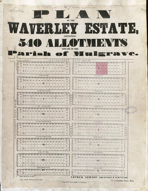 Plan of the Waverley Estate containing 540 allotments situate in the Parish of Mulgrave, circa 1853-54