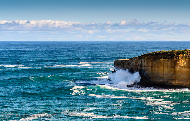 Waves Crashing on Limestone Cliff at The Arch @ Port Campbell National Park - Port Campbell, Victoria, Australia