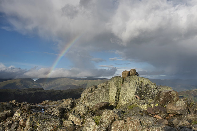 Lingmoor Fell Summit with Rainbow