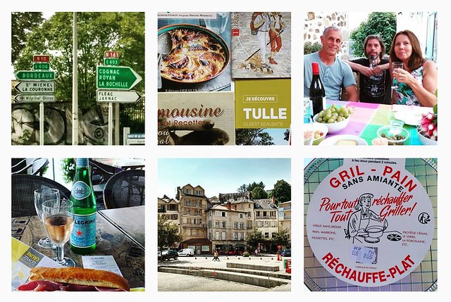 Postcard from FRANCE | Collage 4 | On our way to visit friends near Cognac | New books | Cath & Derek with Martijn | Lunch in Tulle | Tulle | Gril-Pain Kitchen aid