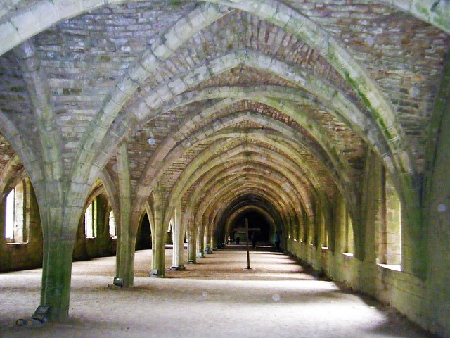 Fountains Abbey Undercroft, showing religious Wooden Cross